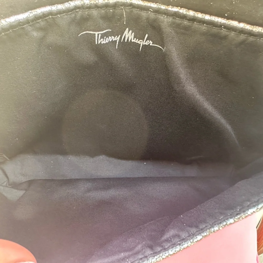 Thierry Mugler Faux Leather Silver‎ Clutch, Envelope Style Elastic Closure